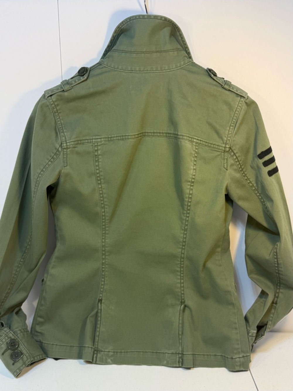 CAbi Military Jacket Olive Green Utility Blazer Gold Buttons Patch XS - Picture 2 of 4